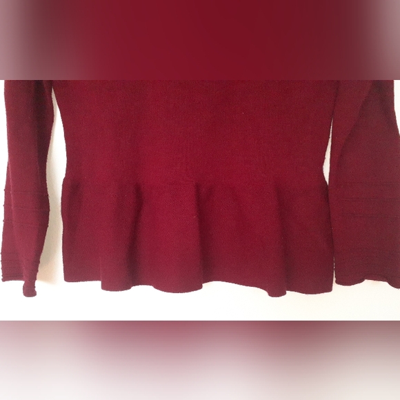 Ann Taylor burgundy peplum sweater - Picture 3 of 16